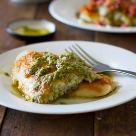 Parmesan Pesto Tilapia - Recipe photo by pinchofyum