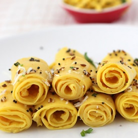 Khandvi – Soft Gram Flour Rolls - Recipe photo by foodviva