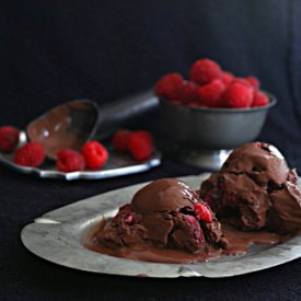 Dark Chocolate Raspberry Gelato - Recipe photo by fooddreamer