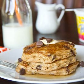 Oatmeal Chocolate Chip Pancakes - Recipe photo by dinnersdishesanddesserts