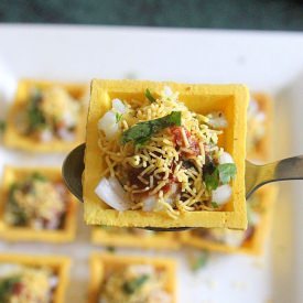Canape Sev Puri - Recipe photo by prathibha Garre
