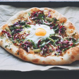 Snap Pea and Radicchio-Basil Pizza - Recipe photo by theroamingkitchen