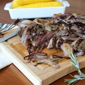 Rosemary Rubbed Rib-eye & Onions - Recipe photo by ChefLindseyFarr