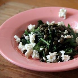 Wilted Kale with Capers and Feta - Recipe photo by thegreatist