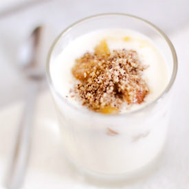 Rhubarb with Walnut-Coffee Crumbs - Recipe photo by GoodFoodBlog
