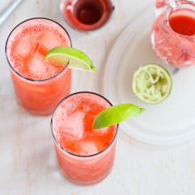 Strawberry Lime Tom Collins - Recipe photo by cookin canuck