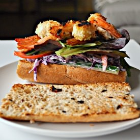 Shrimp Po'boy and Purple Slaw - Recipe photo by mysecondbreakfast