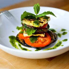 Grilled Greek Salad with Halloumi - Recipe photo by Feasting at Home