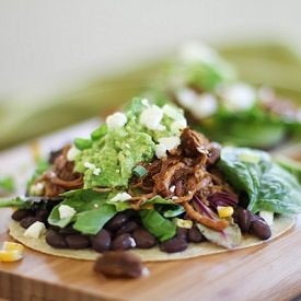 Barbecue Pulled Turkey Tostadas - Recipe photo by roastedroot