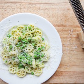 Garlic Scape Pesto Rotelle - Recipe photo by serenagoh