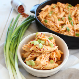 Buffalo Chicken Cheesy Penne Pasta - Recipe photo by Whitney Bond