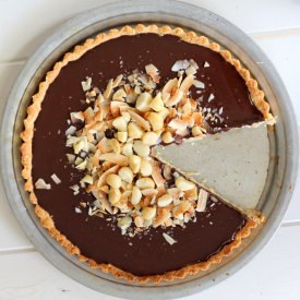 Chocolate, Coconut & Macadamia Tart - Recipe photo by bakerita