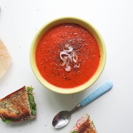 Shallot & Balsamic Tomato Soup - Recipe photo by sundaymorning bananapancakes