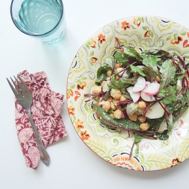 Chickpea Beet Green Radish Salad - Recipe photo by sundaymorning bananapancakes