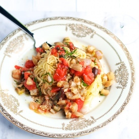 Eggplant Pomodoro Pasta - Recipe photo by newsouthfoodco