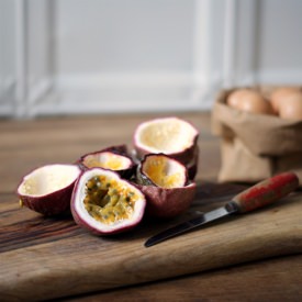 Crumpets with Passionfruit Curd - Recipe photo by simmerandboyle