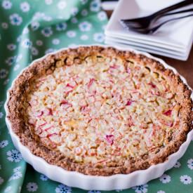 Rhubarb Custard Tart with Nut Crust - Recipe photo by strawberrysupp