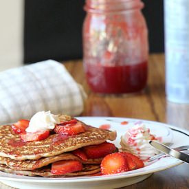 Organic Strawberry Syrup & Pancakes - Recipe photo by iwilkerson