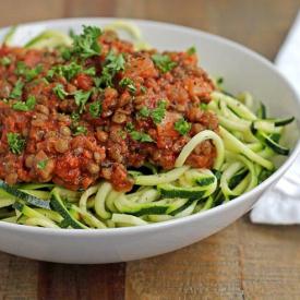 Zucchini Spaghetti with Easy Lentil - Recipe photo by Natural Vitality