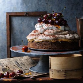 Chestnut Mousse Cake, Sour Cherries - Recipe photo by Somewhere Ove The Kitchen