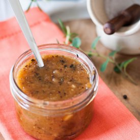 Chunk Peach Jam BBQ Sauce - Recipe photo by strawberrysupp