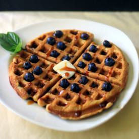 Buttermilk Blueberry Basil Waffles - Recipe photo by forbiddenrice