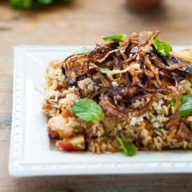 Lamb Rice with Crispy Potato Base - Recipe photo by MyCustardPie