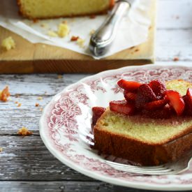 Pound Cake + Strawberry Sauce - Recipe photo by AnEdibleMosaic