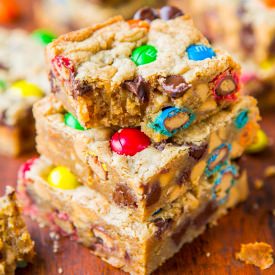 Triple Peanut Butter Monster Bars - Recipe photo by Averie