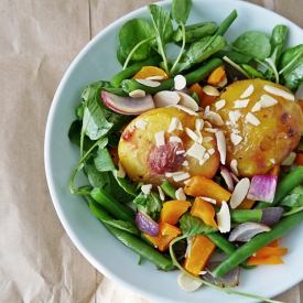 Roasted Peach + Watercress Salad - Recipe photo by olivial902