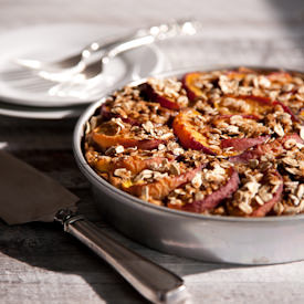 Nectarine-Topped Oatmeal Cake - Recipe photo by PicklesNHoney
