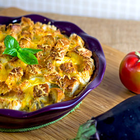 Scalloped Eggplant Strata - Recipe photo by The Midnight Baker
