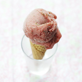 Strawberry Basil Sorbet - Recipe photo by foodwanderings