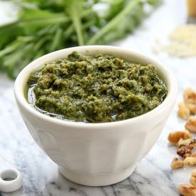 Arugula Walnut Pesto - Recipe photo by eatdrinklove