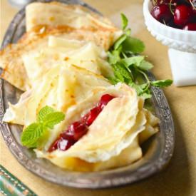 Beer Crepes with Cherry Compote - Recipe photo by theseasidebaker
