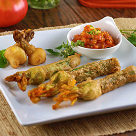 Fried Squash Blossoms Stuffed - Recipe photo by Jessica Gavin
