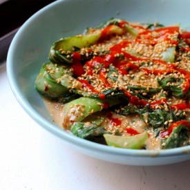 Bok Choy and Peanut Sauce - Recipe photo by mollyeatsseitan