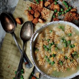 Pea, Bean, and Noodle Soup - Recipe photo by HowToSimplify