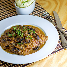 Beef with Onion Mushroom Gravy - Recipe photo by The Midnight Baker