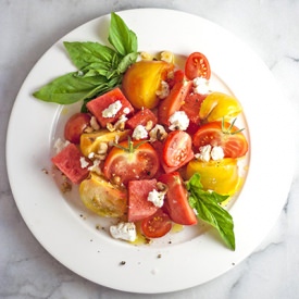 Heirloom Tomato & Watermelon Salad - Recipe photo by Bijouxs