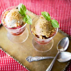 Basil Strawberries and Ice Cream - Recipe photo by sierraspringsphoto