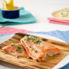 Grilled Salmon & Caper Chive Butter - Recipe photo by CookTheStory