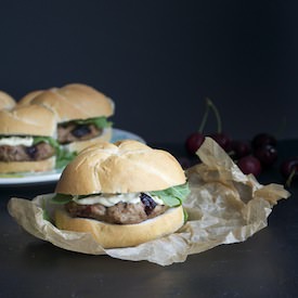 Turkey Burgers with Roasted Cherries - Recipe photo by taste love &amp; nourish