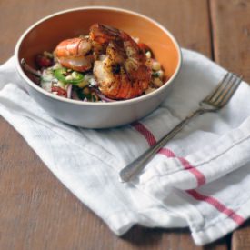 Corn Slaw with Harissa Shrimp - Recipe photo by Turntable Kitchen