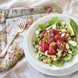Pickled Strawberries and Greens - Recipe photo by sierraspringsphoto