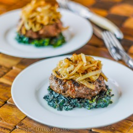 Cajun Burgers with Carmelized Onion - Recipe photo by FreeRange Human