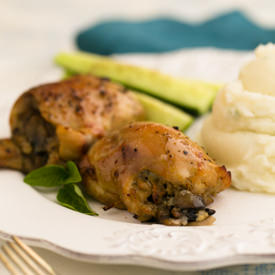 Mushroom Stuffed Chicken Thighs - Recipe photo by NatashasKitchen.com