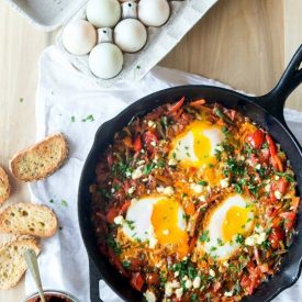 Shakshouka with Harissa - Recipe photo by wild greens