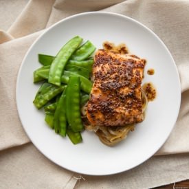 Mustard Brown Sugar Glazed Salmon - Recipe photo by moonberry