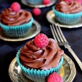 Double Chocolate Raspberry Cupcakes - Recipe photo by Wicked sweet kitchen